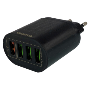 Qualitäts USB 4-fach Schnell-Ladegerät 100-240V  0,5A    5V/ 3A  9V / 2A 12V / 1,5A