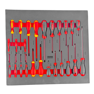 Schraubendrehereinlage mit VDE und Feinmechanikerklingen 25-teilig (525x470x36 mm)