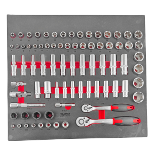 Einlage Ratschenset 3/8“, ½“ groß, 80-teilig (525x470x36 mm)