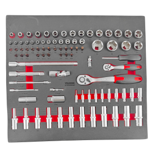 Einlage Ratschenset 1/4“, 1/2" groß, mit Biteinsätzen 89-teilig (525x470x36 mm)
